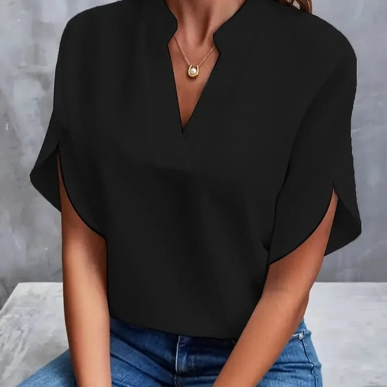 ONYX - Zeitlose Eleganz: Lässige V-Ausschnitt Bluse