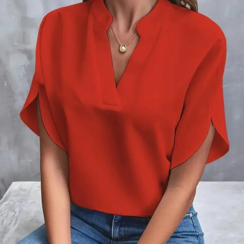 ONYX - Zeitlose Eleganz: Lässige V-Ausschnitt Bluse